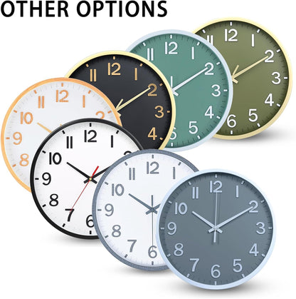 Wall Clocks Battery Operated 8 inch Modern Wall Clock,Silent Non Ticking Wall Clock for Living Room Bedroom Kitchen Office Classroom Decor (Green White)