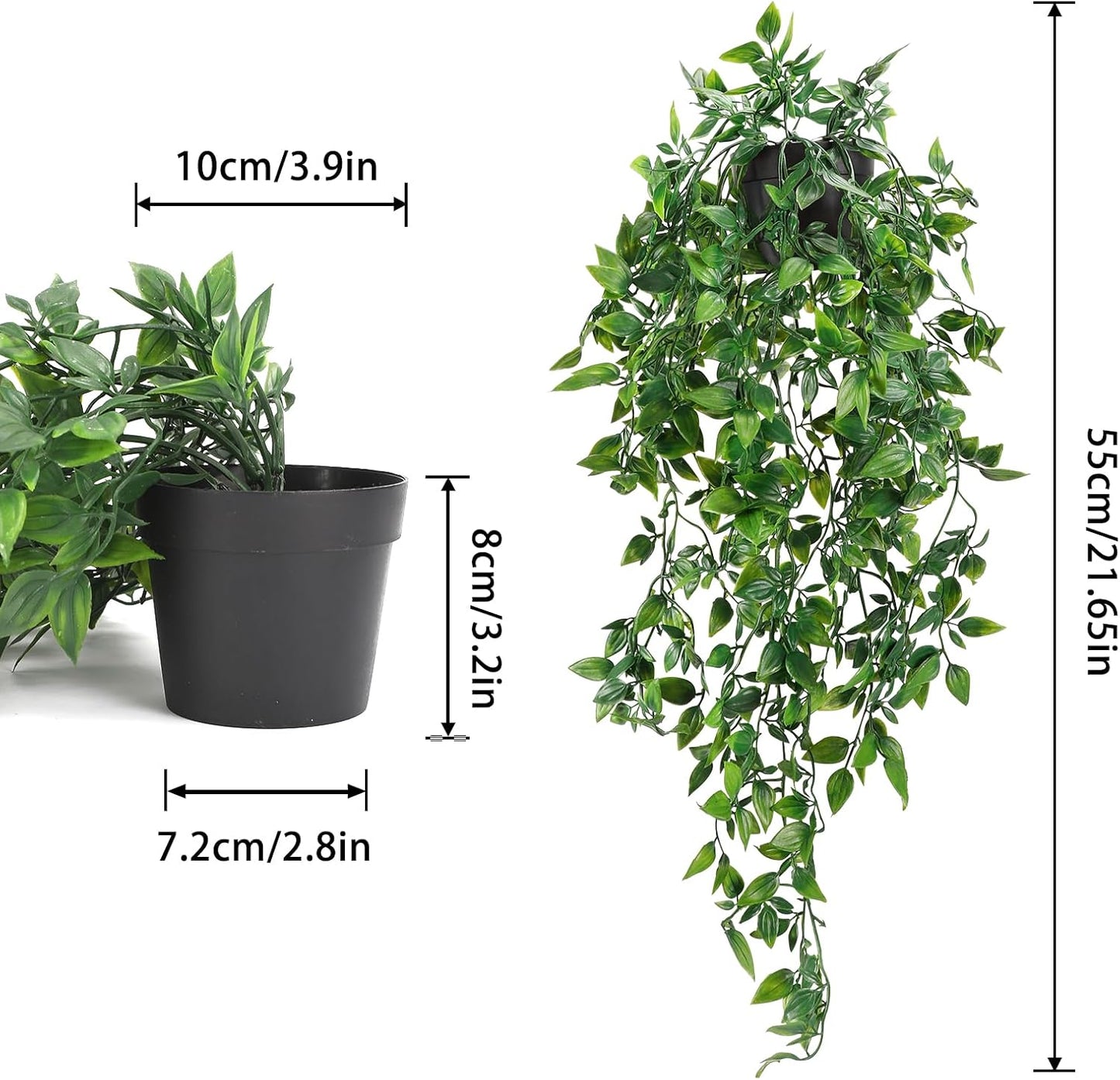Whonline Fake Hanging Plants, Artificial Small Potted Plants for Indoor Outdoor Aesthetic Office Living Room Shelf Decor (1 Pack)