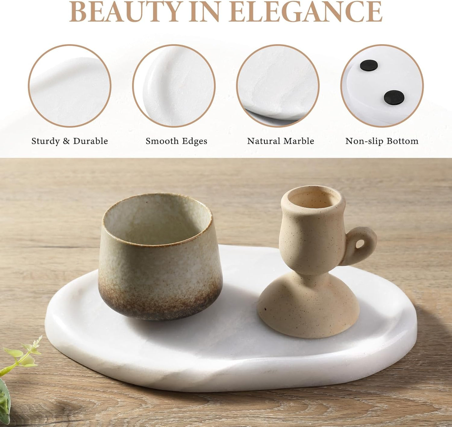 Koville Luxurious Natural Marble Vanity Tray, Cloud Shape Serving Stone Key Tray for Home Decor, 10" x 7" Marble Storage Trays for Bathroom, Stone Plate Holder for Perfume, Candle and Jewelry