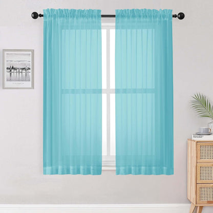 OWENIE Sheer Curtains 84 inches Long 2 Panels Set for Living Room/Bedroom, Rod Pocket Voile Sheer Panel Drapes, White, 2pcs, Each 42" W x 84" L - Colors A
