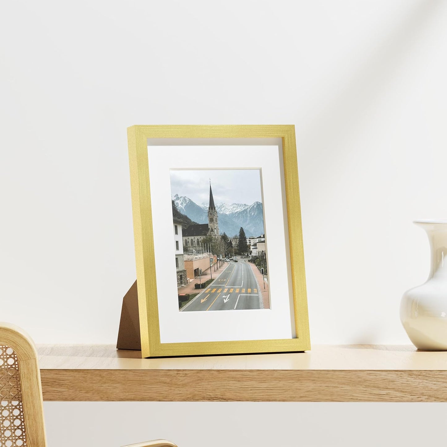 Vittanly 8x10 Picture Frames Set of 9, Shatter Resistant Plexiglass, Display 5x7 Pictures with Mat or 8x10 without Mat, Photo Frames for Wall or Tabletop, Engineered Wood, Black - Colors A