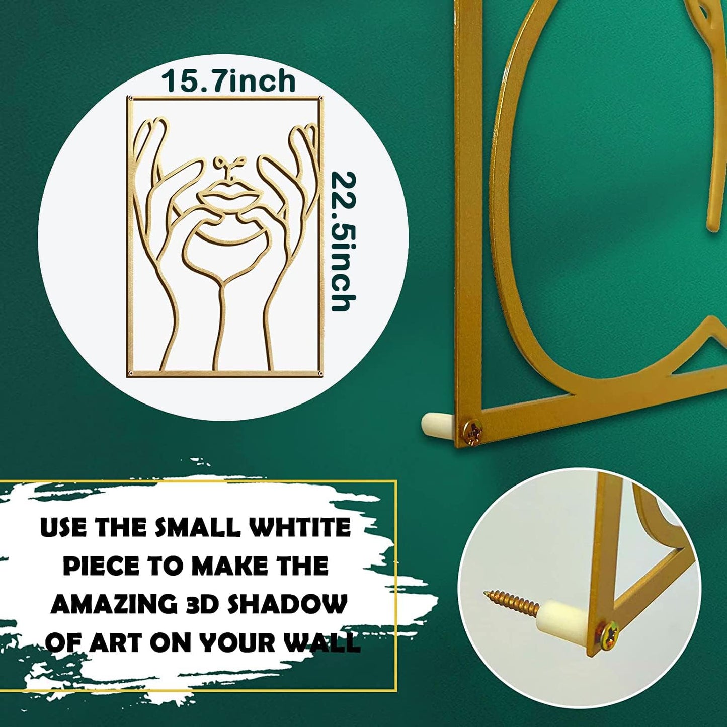 Glamativity 4 Pack Gold Wall Art Decor, Minimalist Single Line Real Metal Wall Art, Woman's Body Shape Abstract Wall Art (Gold Classic Style, 17 x 11.8'')