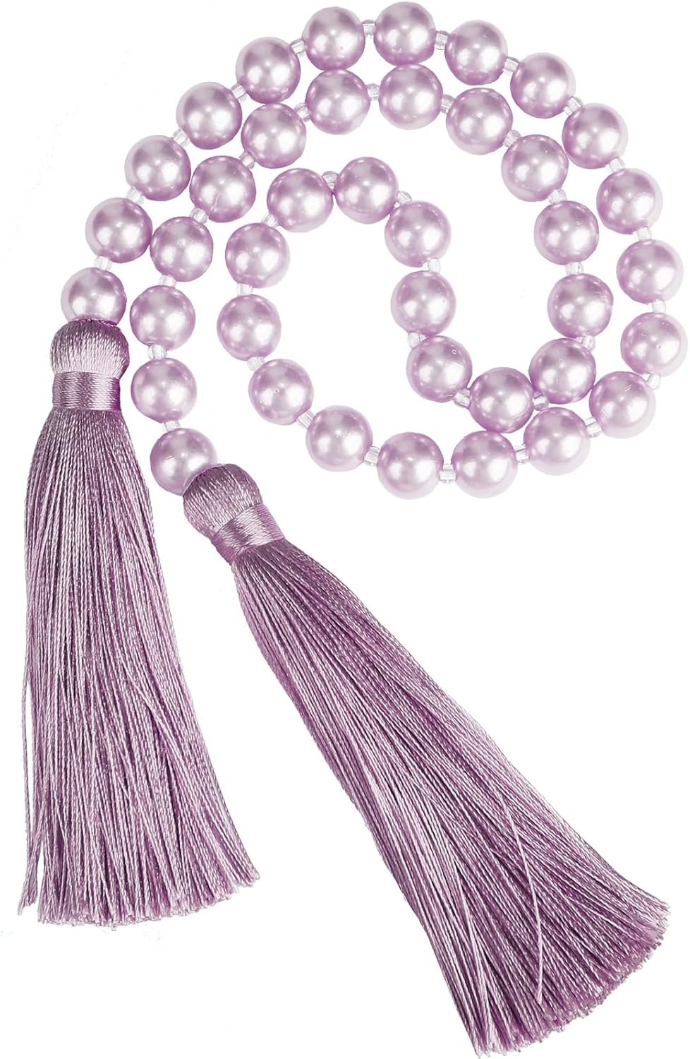 34 Inch Pearl Glass Bead Garland with Tassels - Elegant Boho Table Decor, Fringe Wall Hanging for Wedding, Party, Farmhouse Rustic Prayer Bead Home Decoration(1 Pack,Gold)