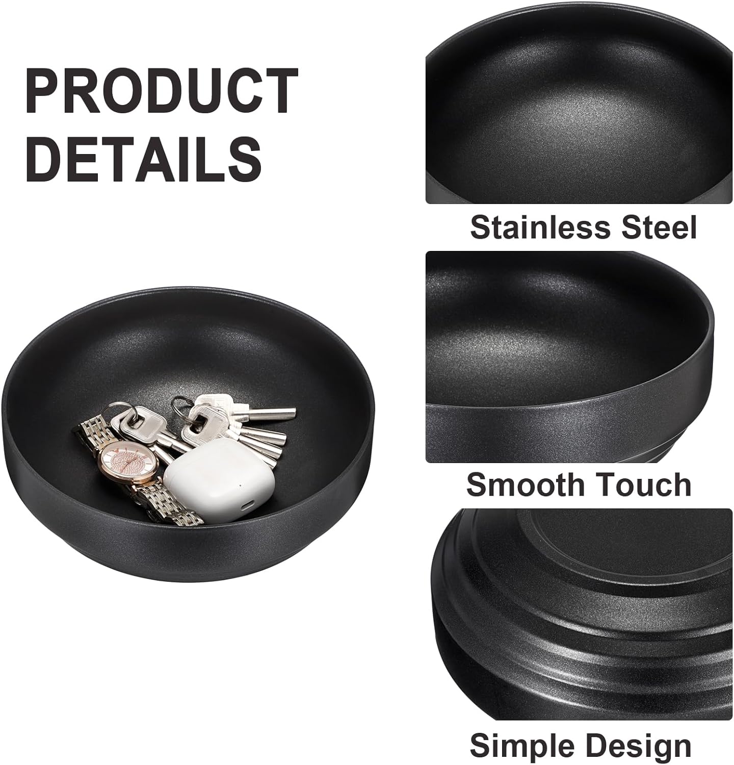 Key Bowl for Entryway Table Decorative Key Dish for Organizing Tabletop Catch All Bowl Gold Fruit Bowls for Kitchen Counter, Coffee Table,7.4 Inches