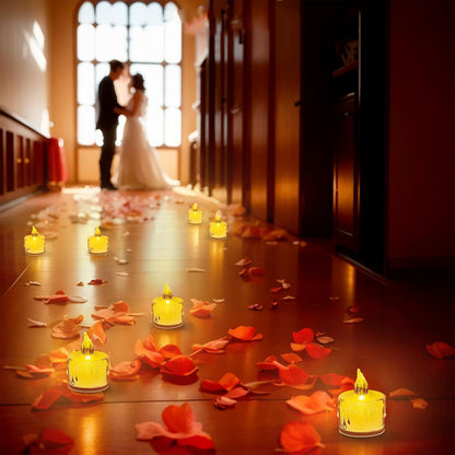 SupBri 24 Pack Flameless Tea Lights Candles Battery Operated, Crystal Led Tealight Candles,Votive Electric Fake Candles for Valentines Wedding Diwali Christmas Decorations