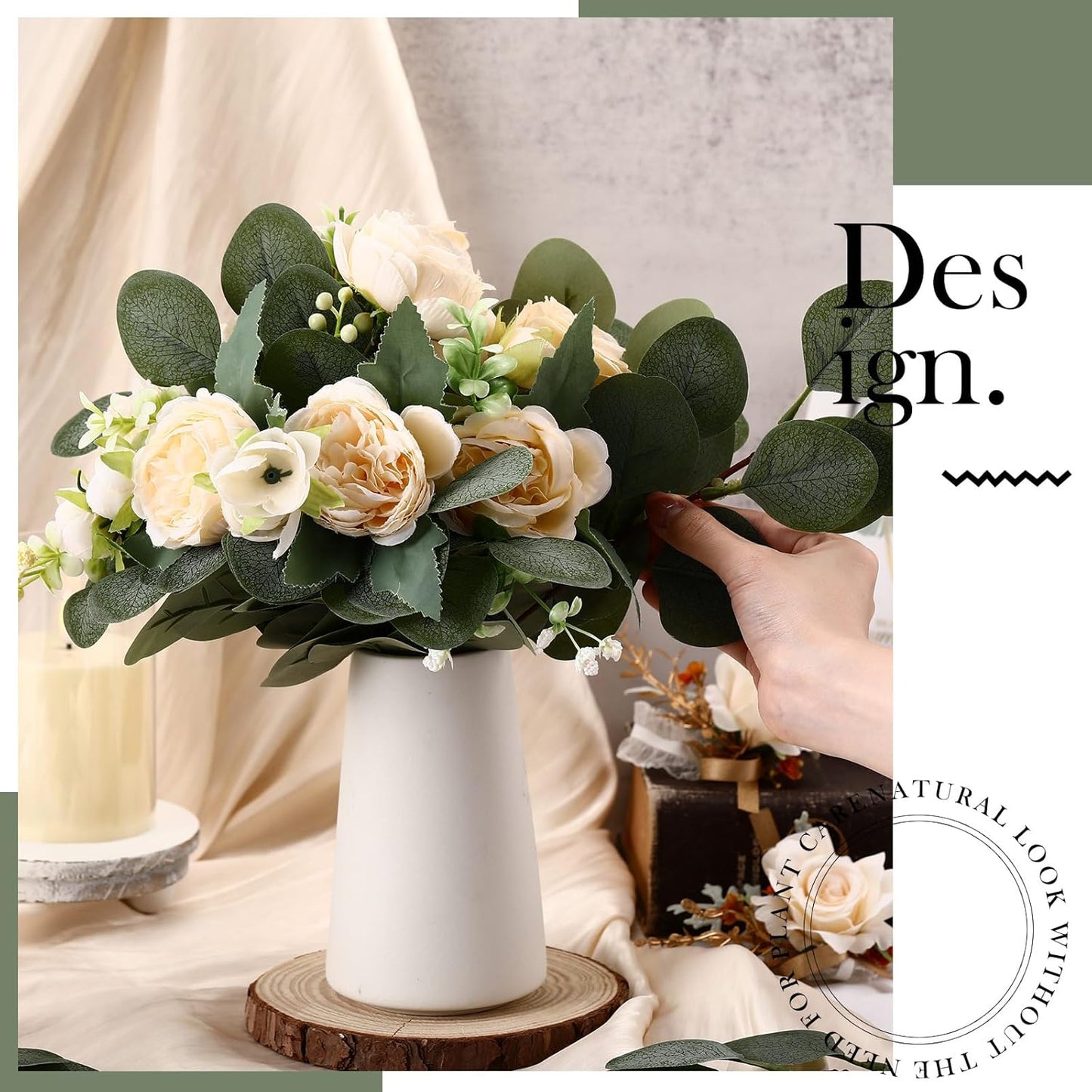 Taiyin 120 Pieces Artificial Eucalyptus Leaves for Wedding Eucalyptus Leaves Stems Decor Greenery Faux Green Stems for Wedding Centerpiece Floral Home Decor, 11 Inches