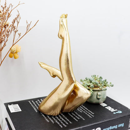 Gold Legs Statue, Resin Abstract Art Legs Ornament, Yoga Woman Decor Sculpture, Modern Aesthetic Figurine Decoration, Suitable for Home Living Room Bedroom Office Shelf Table Desk Bookshelf Decor