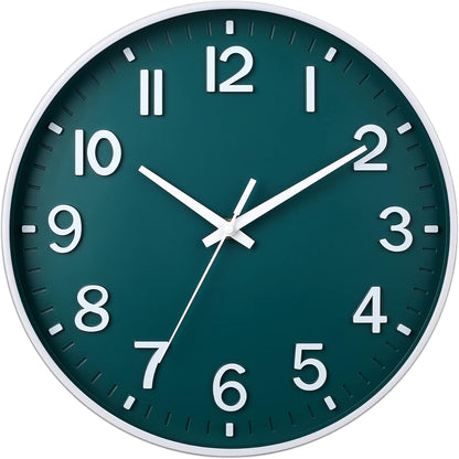 HZDHCLH Wall Clocks Battery Operated,12 inch Silent Non Ticking Modern Wall Clock for Living Room Bedroom Kitchen Office Classroom Decor (Olive Green and Gold)