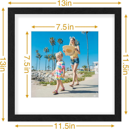 Vittanly 8x10 Picture Frames Set of 9, Shatter Resistant Plexiglass, Display 5x7 Pictures with Mat or 8x10 without Mat, Photo Frames for Wall or Tabletop, Engineered Wood, Black - Colors B