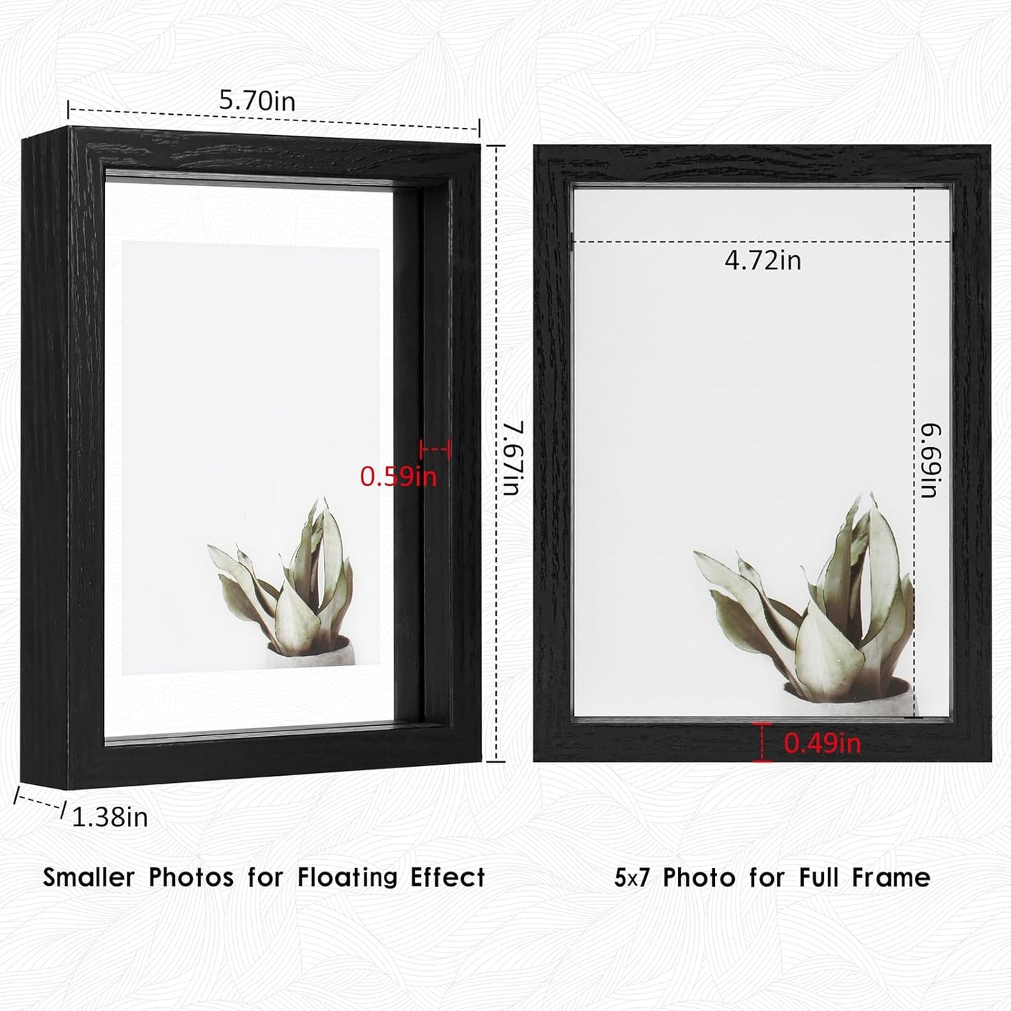 MUYE 11x14 Floating Frame Set of 2,Double Glass Rustic Frame,Display Any Size Photo up to 11x14,Wall Mount or Tabletop Standing,Natural