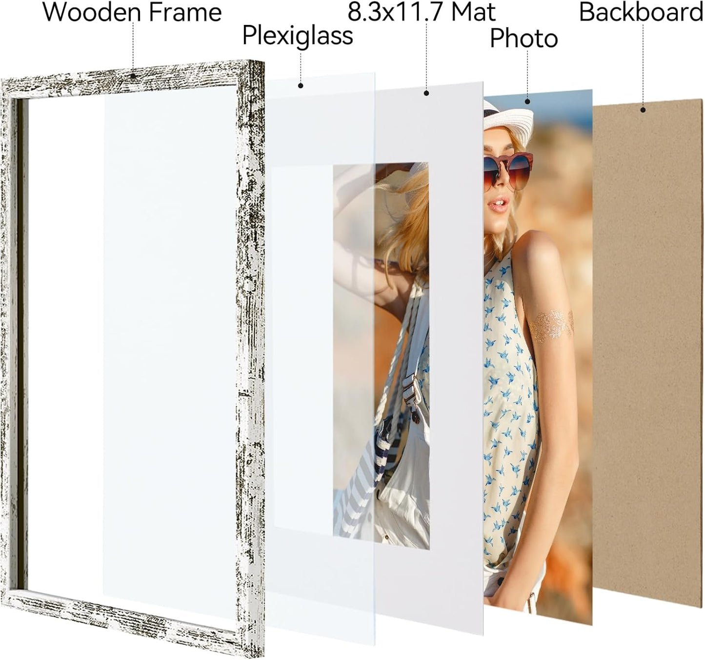 Vittanly 11x14 Picture Frame, Display Pictures 8x10 with Mat or 11x14 without Mat, Photo Frame for Wall Mounting, Black, 1 Pack - Colors B