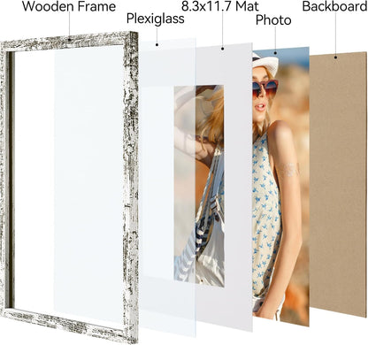 Vittanly 11x14 Picture Frame, Display Pictures 8x10 with Mat or 11x14 without Mat, Photo Frame for Wall Mounting, Black, 1 Pack - Colors B