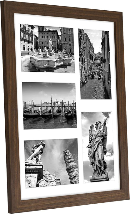 Americanflat 4x6 Collage Picture Frame with Shatter-Resistant Glass - Fits Five 4x6 Photos or Use as One 11x14 Picture Frame - Signature Collection - Collage Frames for Wall Display - Black
