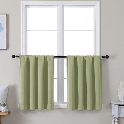Simplebrand Ava Sage Green Blackout Curtains for Bedroom 63 Inch Length 2 Panels Set, Solid Thermal Insulated Energy Saving Rod Pocket Window Treatment Curtains Blackout Drapes, W40 x L63 Inch, Sage - Colors A