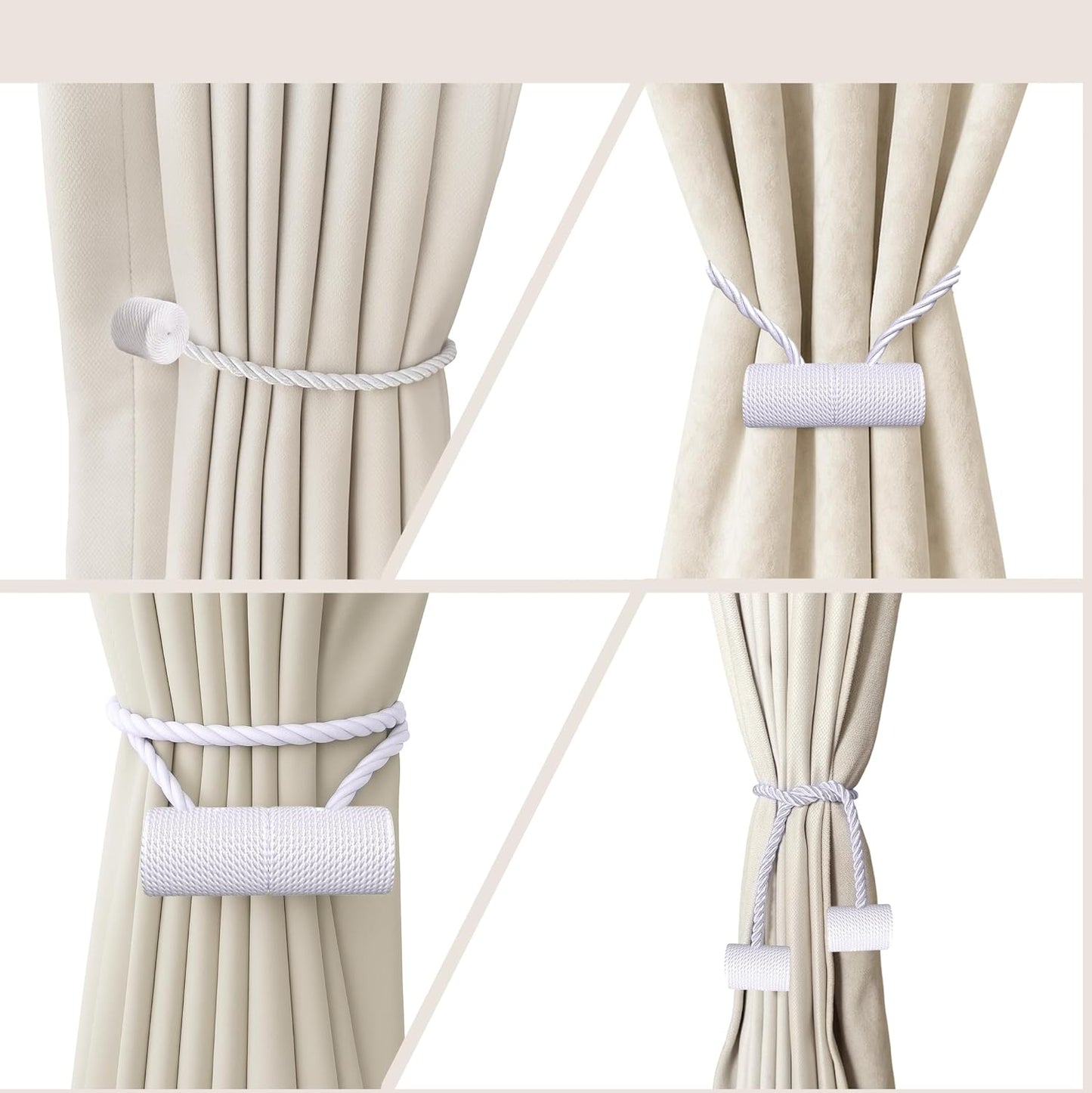 Hion Magnetic Curtain Tiebacks Black 2pcs, Curtain Tiebacks Buckles Holdbacks Holders Hooks Clip for Home Outdoor Bedroom Office Decorative Curtain