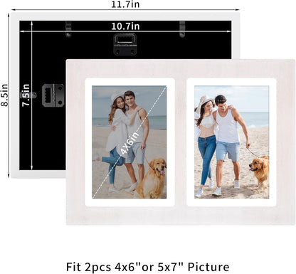 YESKAY 4x6 Picture Frame Collage for Wall Decor, Multiple Photo Collage Frames with Tempered Glass, 7-Opening for 4 x 6 Picture Frames, Rustic Brown, 1 Pack