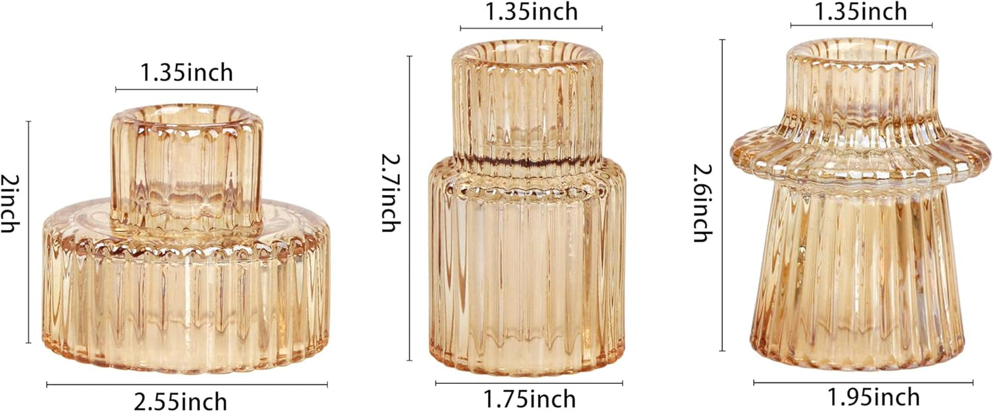 Vixdonos Taper Glass Candlestick Holders Tealight Candle Holders for Table Centerpieces, Wedding Decor and Dinner Party (6 Pcs, Green)