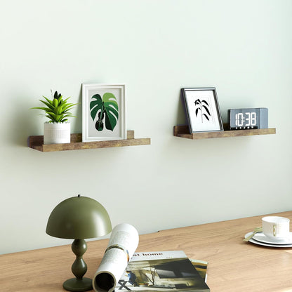 White Floating Shelves for Wall Decor, Wall Mounted Wood Storage Shelf for Bedroom, Living Room, Bathroom, Kitchen, Nursery, Display Picture Ledge Shelf with Lip Set of 2-14 Inches, White
