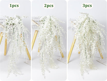 RECUTMS Artificial Hanging Plants Fake Hanging Plant Faux Eucalyptus Leaf Greenery Vine Outdoor UV Resistant Plastic Plants Home Garden Wedding Party Indoor Outdoor Decorations(White)