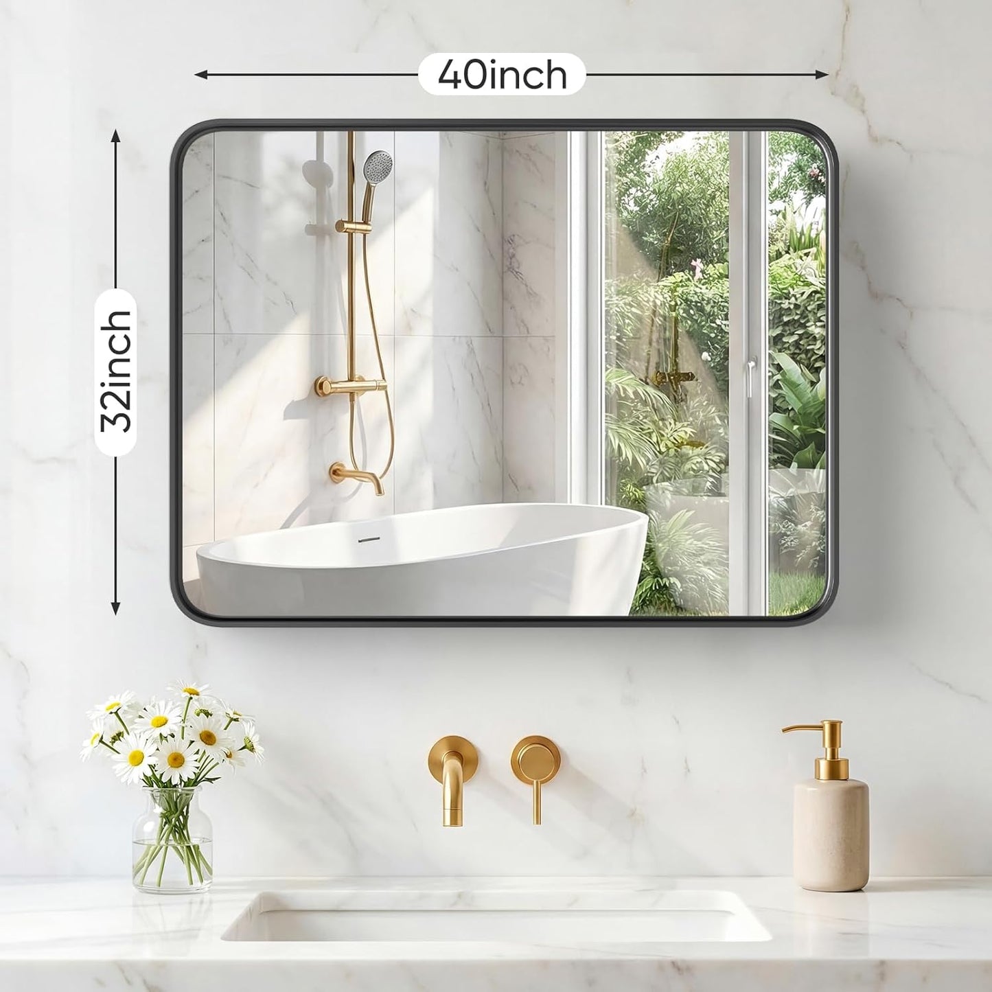 NEWBULIG Gold Round Wall Mirror 36 Inch, Bathroom Mirrors for Over Sink, Wall Decor for Bathroom, Entryway, Bedroom, Vanity