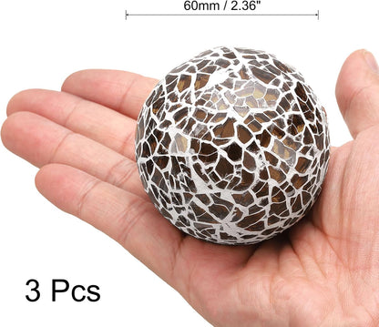 uxcell 3Pcs Decorative Glass Balls 2.36 Inch Orbs Centerpiece Balls Mosaic Glass Ball Sphere for Decor Bowls Vases Dining Table Party, Dark Blue
