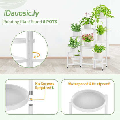 iDavosic.ly Plant Stand Indoor Outdoor, 5 Tier Corner Metal Flower Display Holder Shelf, Folding Tall Orchid Rack for Patio Balcony Porch Garden Living Room House, Black