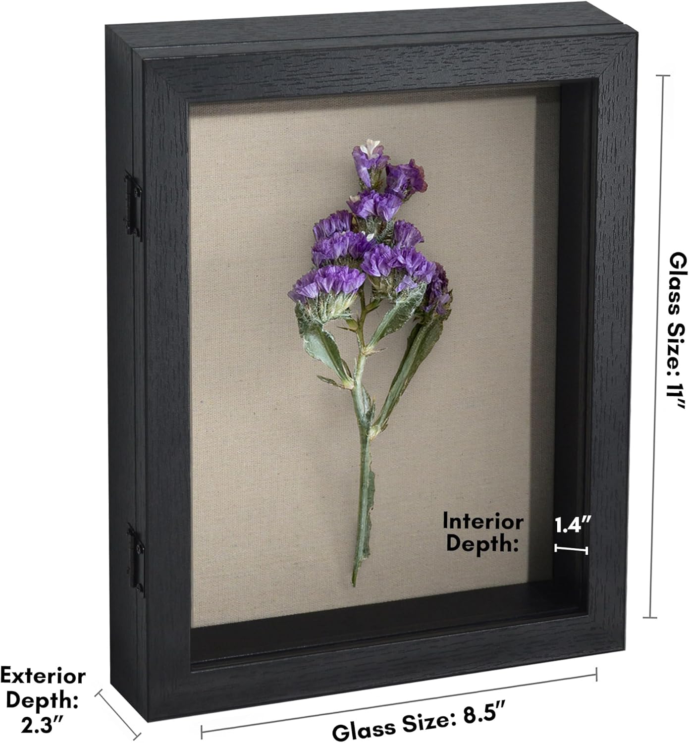 Americanflat Front Opening 11x14 Shadow Box Frame with Shatter-Resistant Glass - Silhouette Collection - Shadow Box Display Case for Tabletop and Wall Display - Black