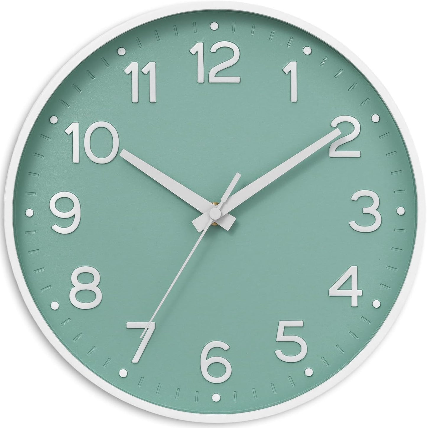 Roymnie Wall Clock Green, Silent Wall Clocks Battery Operated 8 Inch-Modern Non Ticking Analog Clock Decorative for Kitchen Office Bathroom Bedroom(Gold)