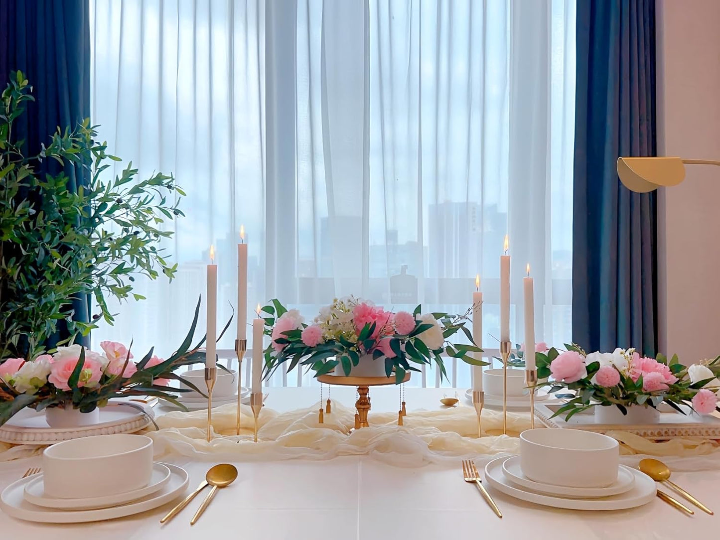 French Gold Taper Candle Holders for Wedding Table Centerpiece,Tall Taper Candlestick Holders Bulk Set of 6,Metal Candle Stick Holders for Dinning or Mantel Centerpiece,Party Home Decor