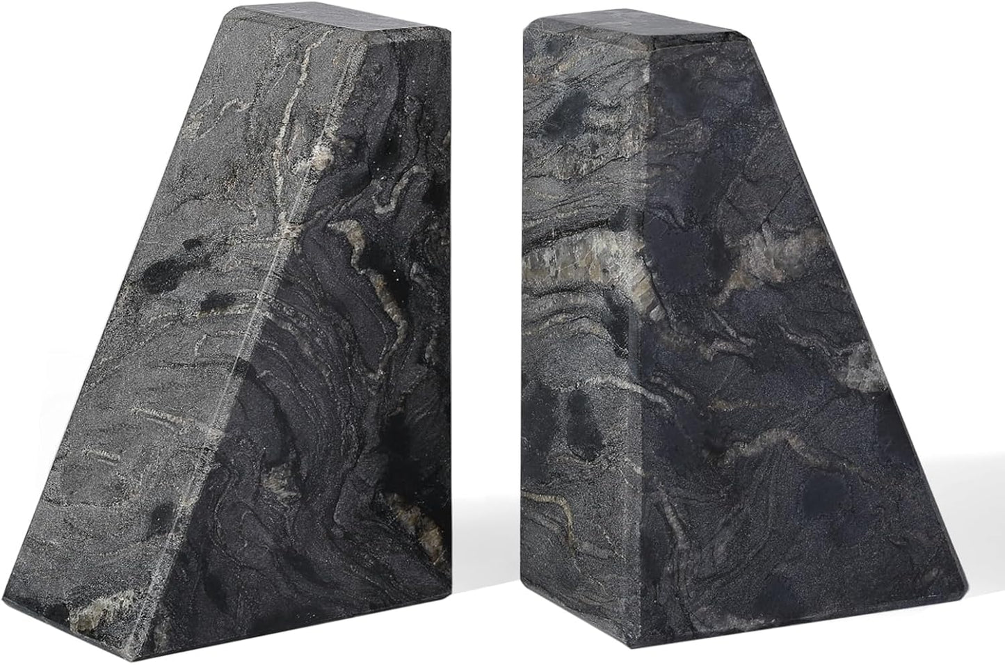 Karibiber Travertine Bookends for Heavy Books, Marble Decorative Bookends for Shelves, Heavy-Duty Stone Book Ends for Hardback Book & Cookbooks, Unique Book Stopper & Holder, Travertino Italy