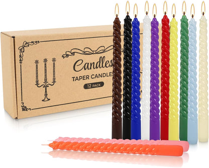 30-Pack 10-Color Taper Candles - 10 Inch Dripless & 10-Hour Burn｜Wedding/Birthday/Home Decor with Premium Wax