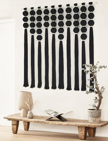 IOWER Macrame Wall Hanging 27" W x 31" L Boho Wall Decor Sphericity Cotton Textile Wall Hanging Art Fiber Yarn Art Handmade Detachable Assembly