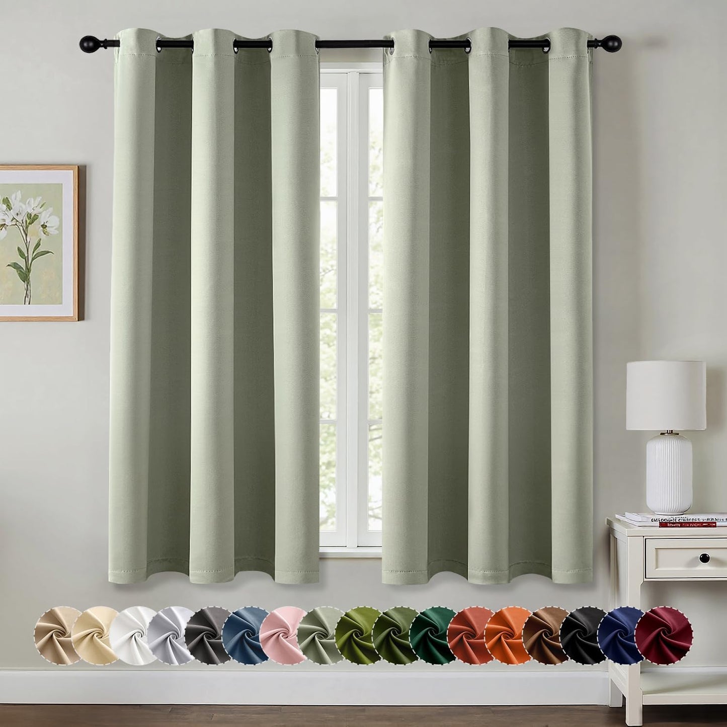 MIULEE Blackout Curtains for Bedroom Living Room 2 Panels, Thermal Insulated Room Darkening Drapes Grommet Noise Reducing Light Blocking Window Treatments 63 Inches Long 40x63 Inch Black - Colors B