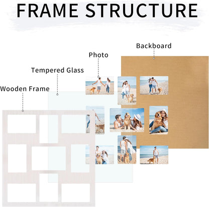 YESKAY 4x6 Picture Frame Collage for Wall Decor, Multiple Photo Collage Frames with Tempered Glass, 7-Opening for 4 x 6 Picture Frames, Rustic Brown, 1 Pack