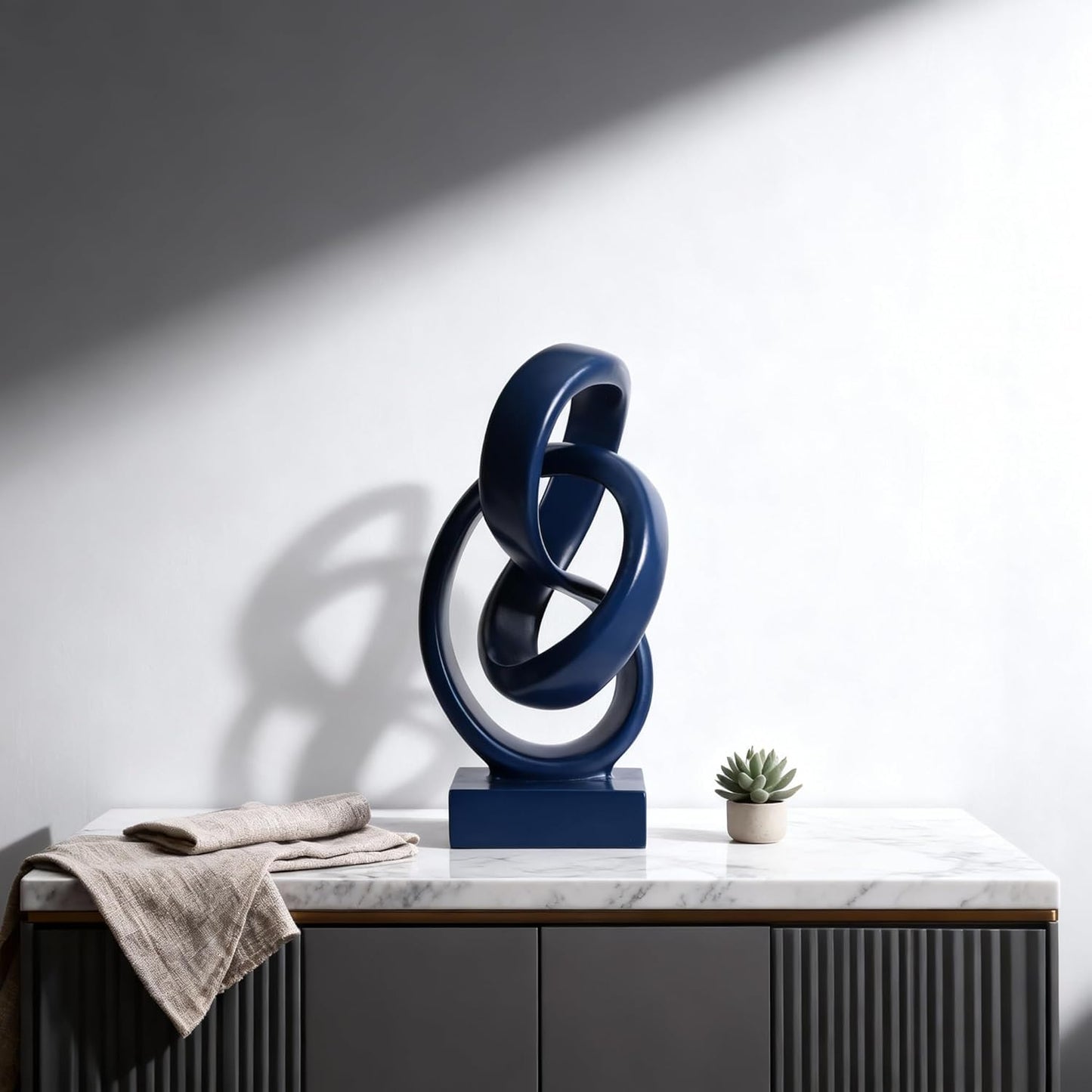 DOVDOV Abstract Black Knot Sculpture, Geometric Decor, Black Decorative Piece for Living Room Coffee Table or Bookshelf Top, Office Coffee Table or Entryway Console Decor.