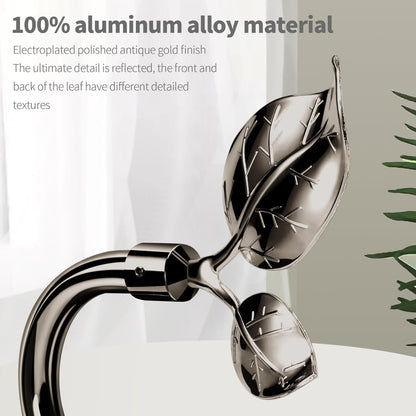 HIKMLK Leaf Shaped Curtain Tieback Holdbacks 2pcs, Handmade Metal Curtain Side Holders for Wall, Curtain Hook Pull Backs for Drapes Window Decoration