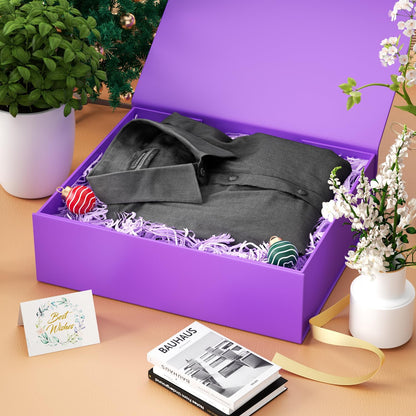 PSHVYM Gift Boxes with Lids, 11.5x7.8x3 In Forest Green Gift Box for Presents Magnetic Closure for T-Shirts, Gloves, Scarves, Books, Baby Clothes, Robes Clothing Gift Wrap, Contains Card, Ribbon