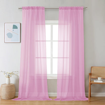 Chyhomenyc Sheer White Valances for Windows 2 Pack, Small Window Curtains for Living Room Bathroom Cafe Laundry Basement, Modern Top Dual Rod Pocket Voile Curtain, 42W x 14L inches, White - Colors A