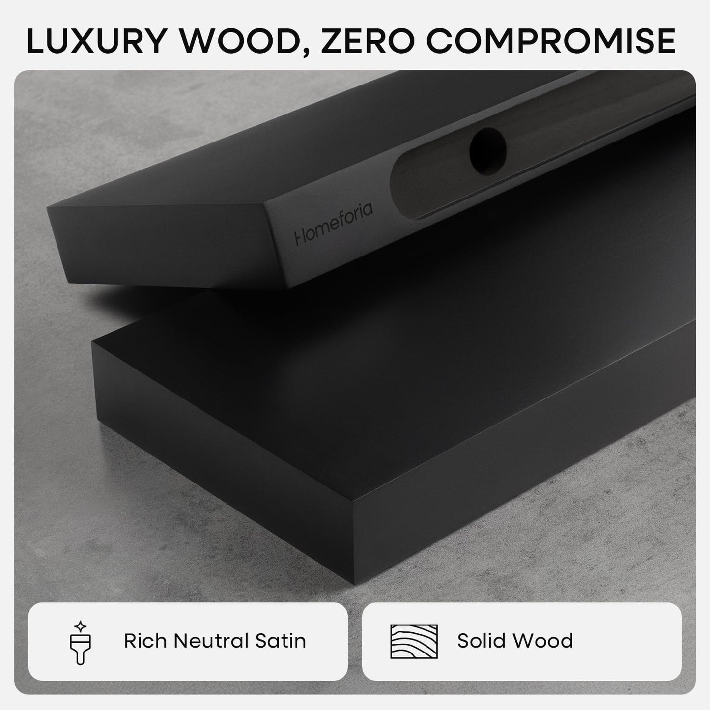 Homeforia 24 inch Natural Floating Shelf, High End Solid Real Wood 24inch Small Floating Shelves for Wall Mounted, Natural Wooden Floating Shelves, Heavy Duty Bracket, 24 X 6.5 X 1.75 in, Set of 2