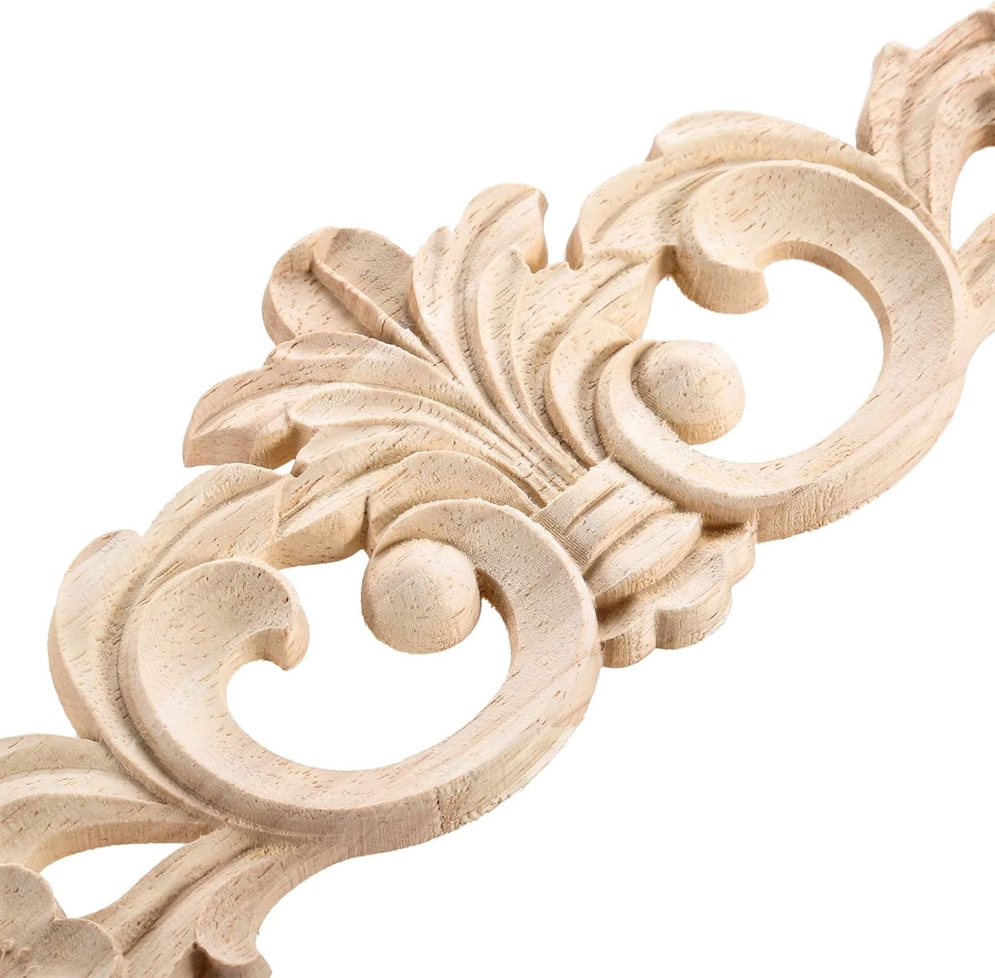 MUXSAM Carved Wood Appliques Onlays, Long Wooden Decals Trim Molding Rosette Inlays for Door Wall Mantel Cabinet Door Dresser Closet Mirror Decoration Furniture Transfer(1-Pack, 20x5cm/7.9" x2)