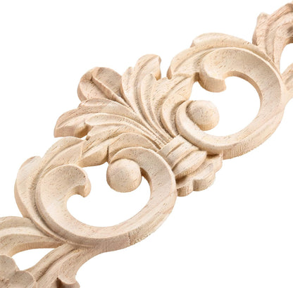 MUXSAM Carved Wood Appliques Onlays, Long Wooden Decals Trim Molding Rosette Inlays for Door Wall Mantel Cabinet Door Dresser Closet Mirror Decoration Furniture Transfer(1-Pack, 20x5cm/7.9" x2)