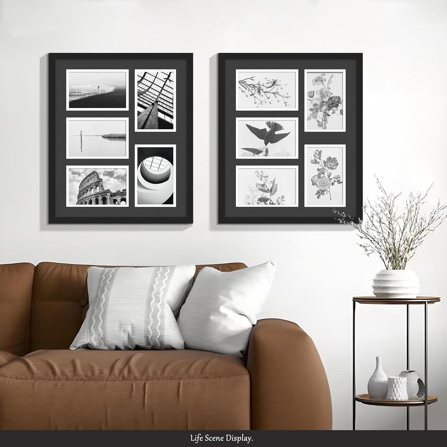DUENPY 14x26 Collage Picture Frame 4x6 Collage Picture Frame Displays Twelve 4x6 inch Photos Available Horizontal Wall Mounting Display and Vertical Black - Colors B