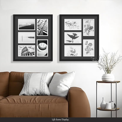 DUENPY 14x26 Collage Picture Frame 4x6 Collage Picture Frame Displays Twelve 4x6 inch Photos Available Horizontal Wall Mounting Display and Vertical Black - Colors B