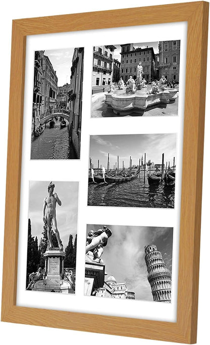 Americanflat 4x6 Collage Picture Frame with Shatter-Resistant Glass - Fits Five 4x6 Photos or Use as One 11x14 Picture Frame - Signature Collection - Collage Frames for Wall Display - Black