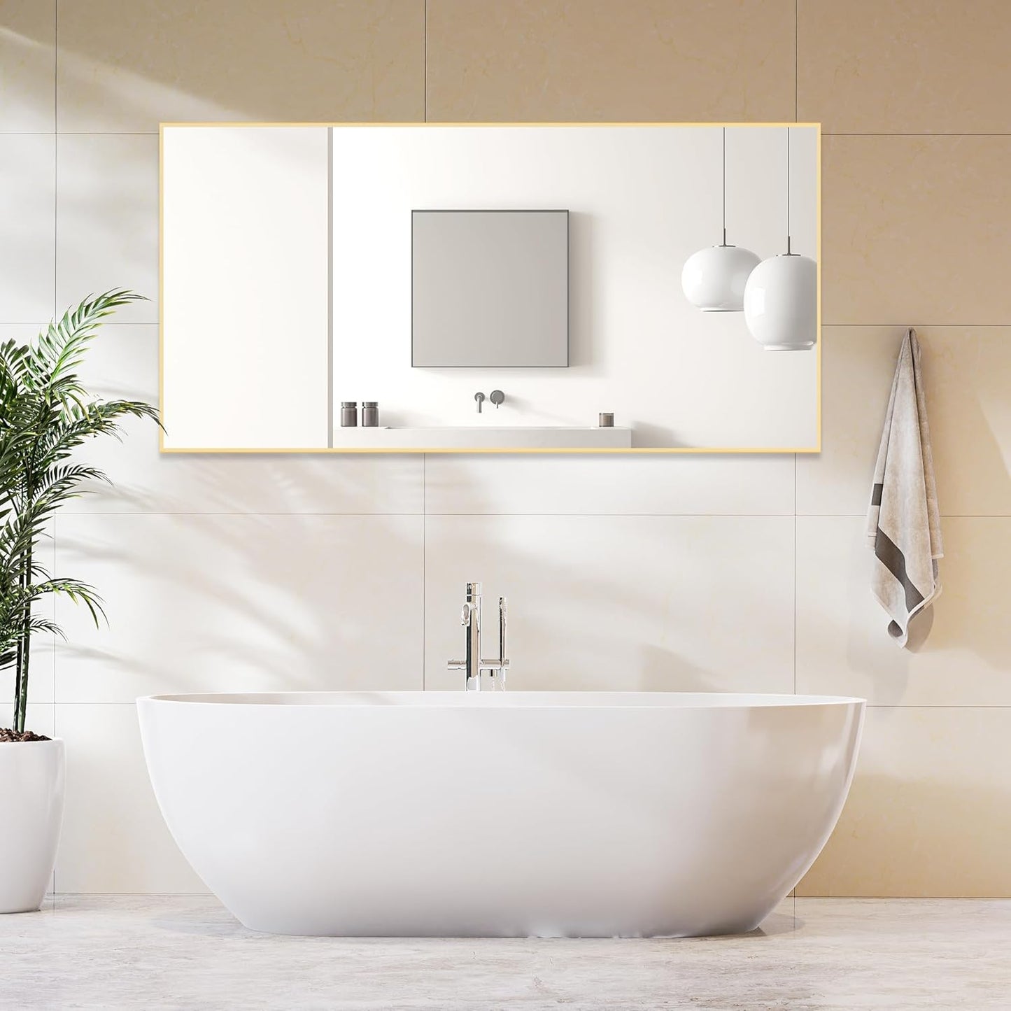 DUMOS Full Length Mirror 64"x21" Full Body Floor Mirror for Bedroom or Cloakroom, Can Stand Alone, Hang or Lean Against Wall, Tall Wall Mirror with Stand, Black