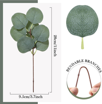 Taiyin 120 Pieces Artificial Eucalyptus Leaves for Wedding Eucalyptus Leaves Stems Decor Greenery Faux Green Stems for Wedding Centerpiece Floral Home Decor, 11 Inches