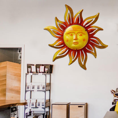 Large Sun Wall Art Decor 45 inch Metal Wall Art, Retro Hanging Decor, Valentine Wall Decorations for Patio,Yard,Garden,Fence,Living Room