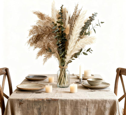 Boho Pampas Grass Bouquet, Exquisite Lavender, Eucalyptus, Wheat & Bunny Tail for Western Boho Decor, Rustic Dried Floral Arrangement for Bohemian Home, Bedroom, Wedding and Table Décor