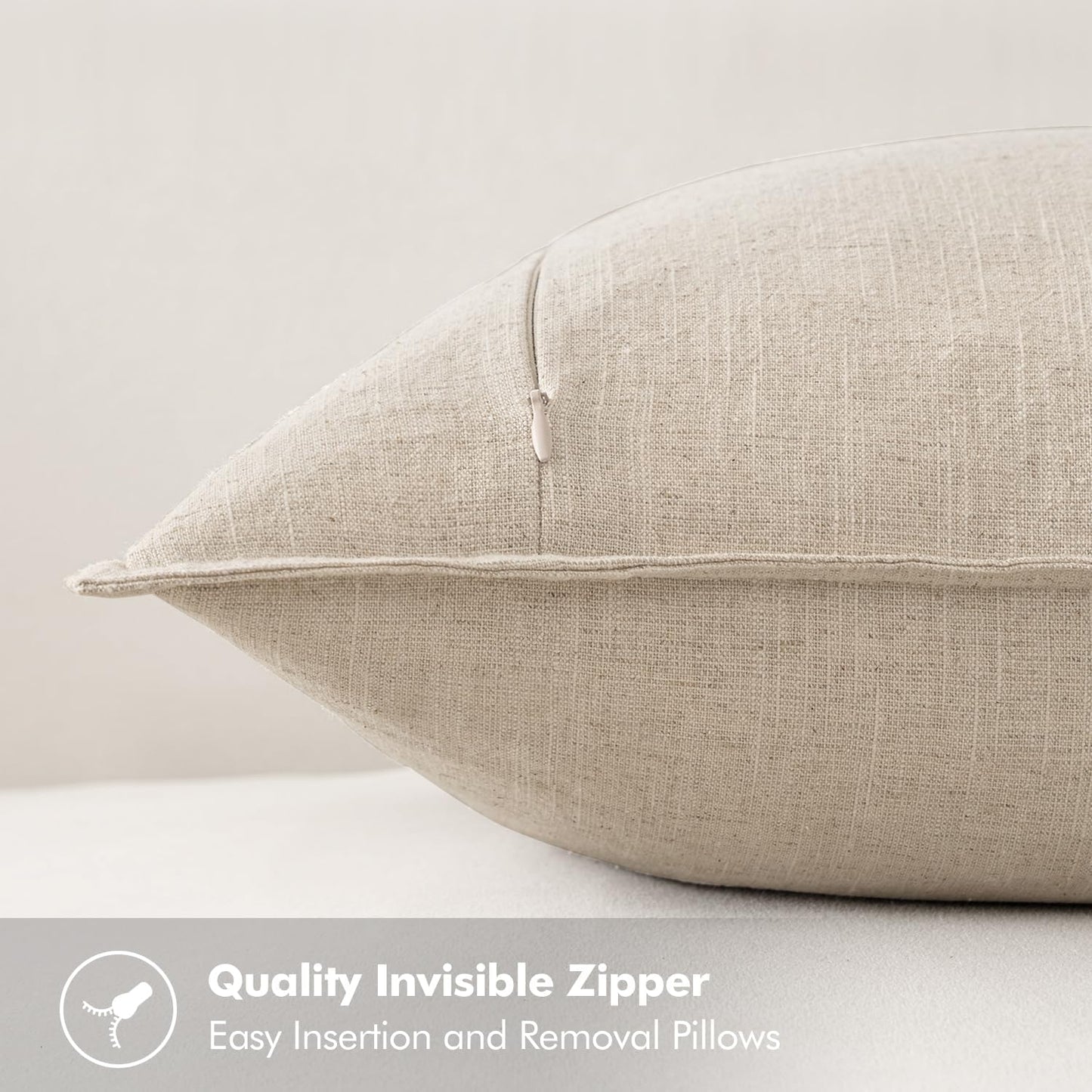 MIULEE Decorative Linen Euro Sham Pillow Covers 26x26 Cream White Boho Farmhouse Neutral Couch Throw Pillows for Bed Pack of 2 Accent Modern Pillowcase Sofa Livingroom Home Decor