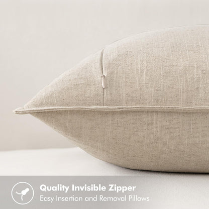 MIULEE Decorative Linen Euro Sham Pillow Covers 26x26 Cream White Boho Farmhouse Neutral Couch Throw Pillows for Bed Pack of 2 Accent Modern Pillowcase Sofa Livingroom Home Decor